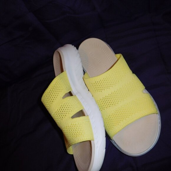 9m easy Spirit yellow slide on sandals Deion sport slides - Picture 3 of 10